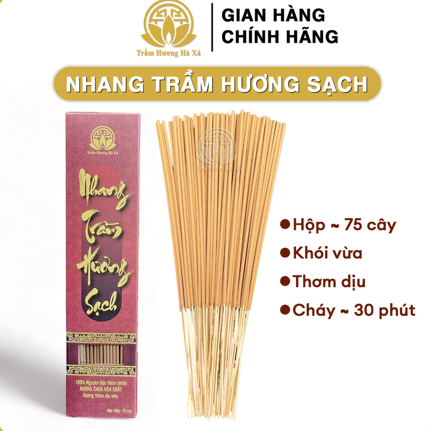Nhang cây Trầm Hương Hà Xá xông nhà 100g đồ thờ cúng phong thủy tẩy uế
